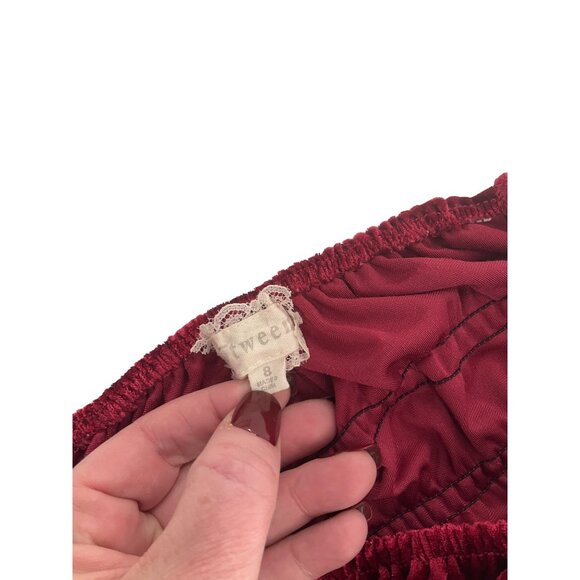 Girls Red crushed Velvet Smocked Long Sleeve Dress 8 holiday Christmas flowy - Picture 4 of 7